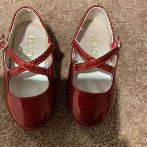 Toddler Girls Glitter Cross Strap Ballet Flats - Red